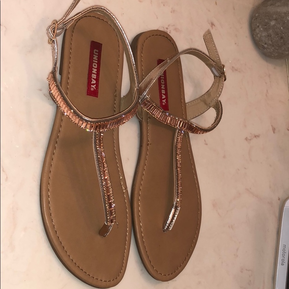 Rose gold gladiator sandals